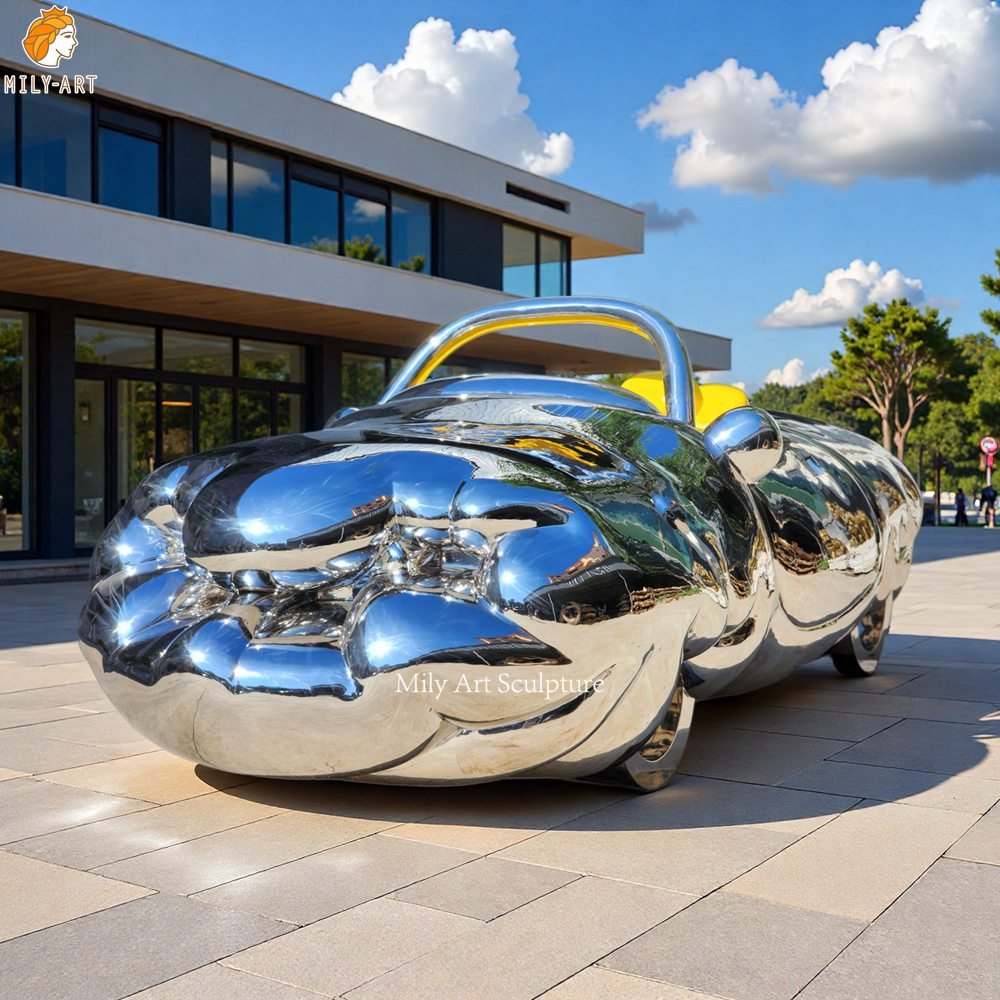 Giant 'Fat Convertible' Metal Car Sculpture for Modern Villa Decor
