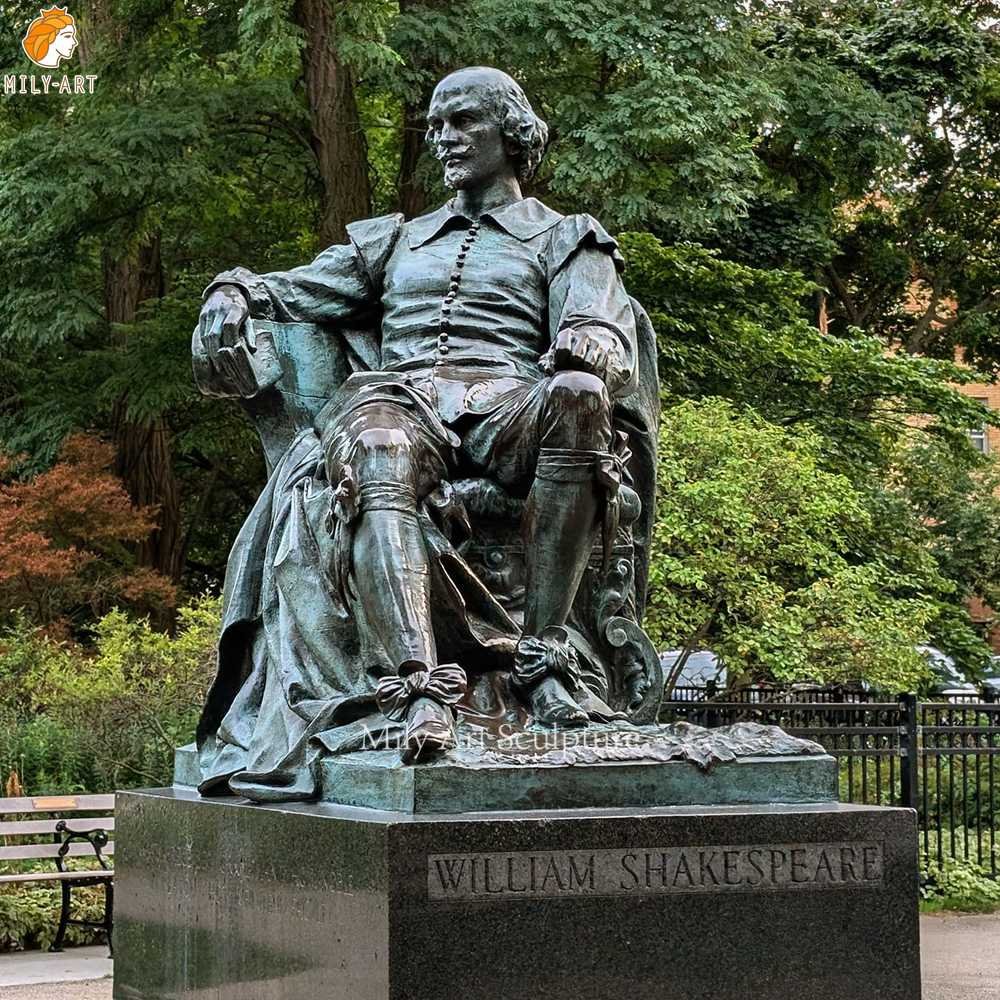 Green Bronze Statue of William Shakespeare