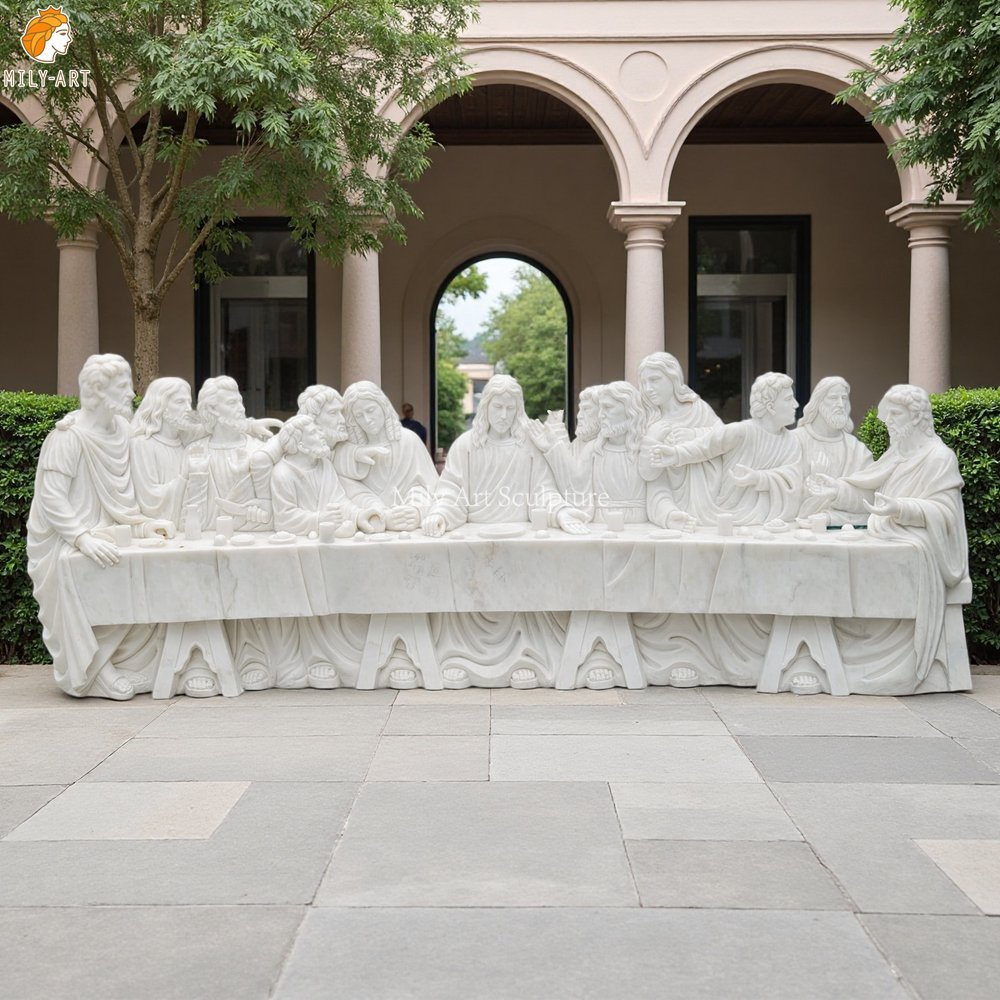 Last Supper Jesus Apostles Catholic Marble Statue for Yard Decor