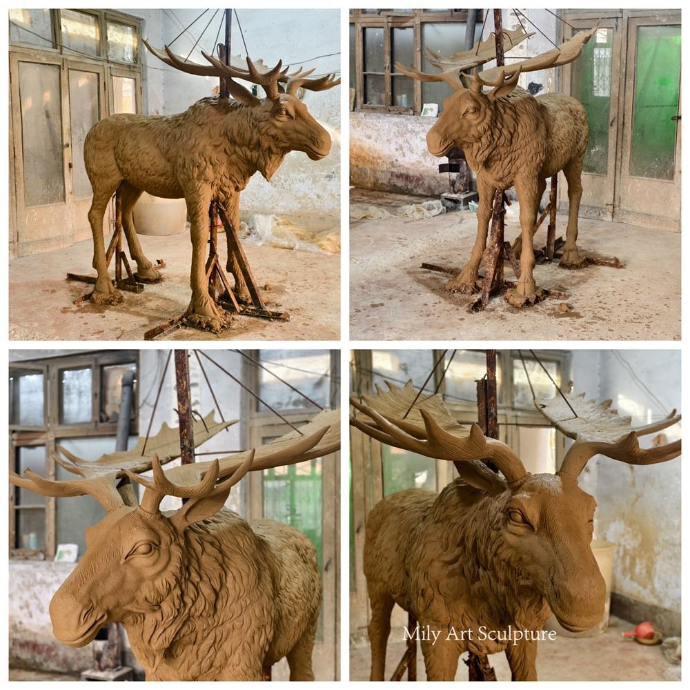 Moose Bronze Life-Size Sculpture Clay Model Details