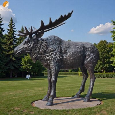 Moose Bronze Life-Size Sculpture for Outdoor Decor