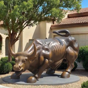 bronze wall street bull sculpture replica