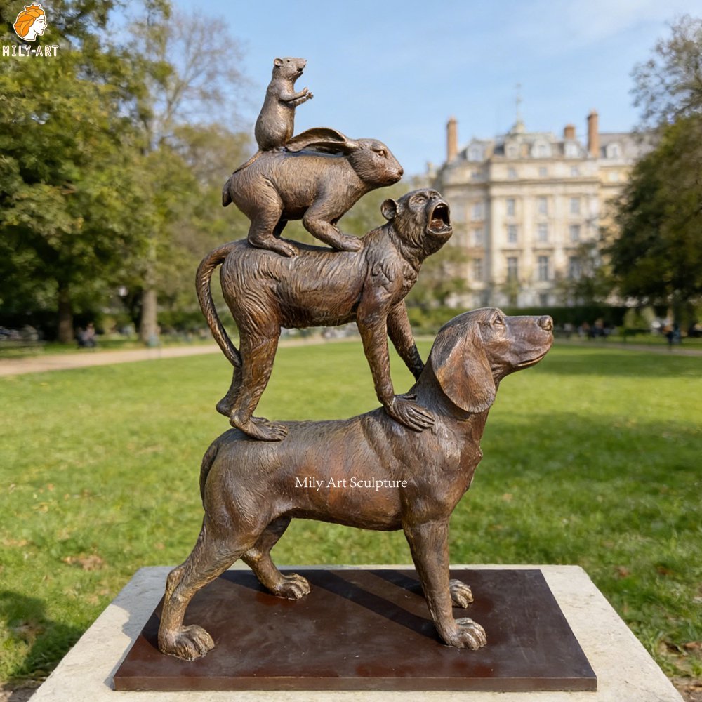 Bronze Stacked Animal Statue - Animal Compassion Towers