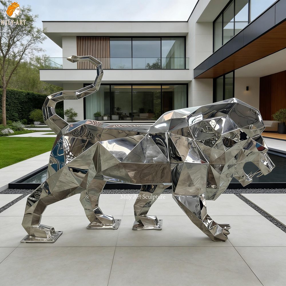 Custom Low Poly Metal Sculpture for Villa Decor