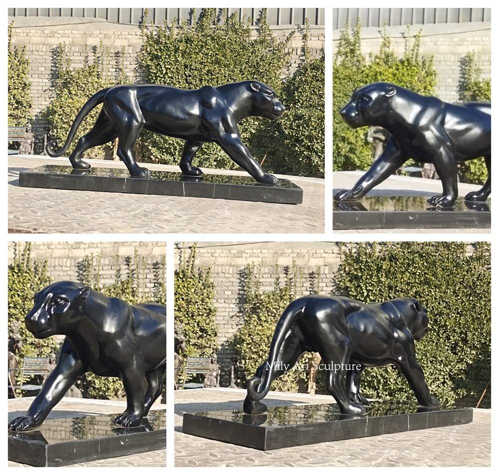 Large Bronze Pitt Panther Statue Details