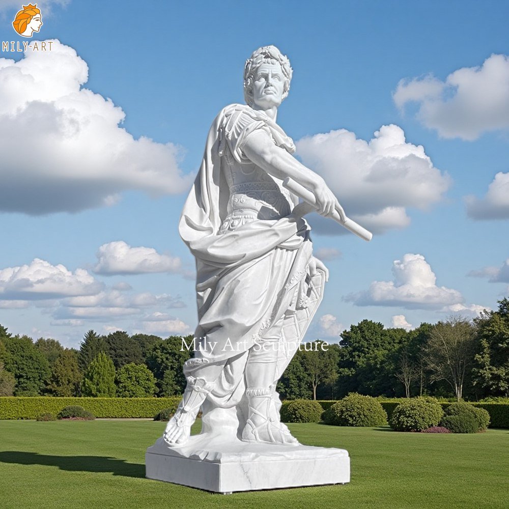 Life-Size Marble Statue of Julius Caesar for Outdoor Decor