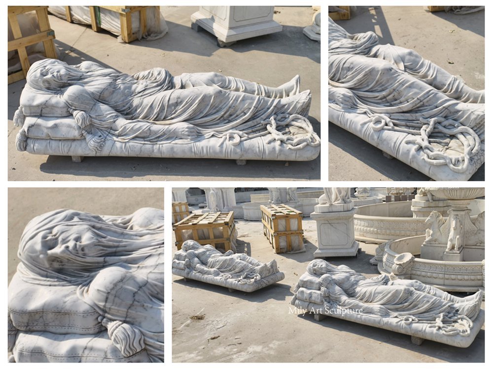 Modern Marble Replica of the Veiled Christ Statue Details