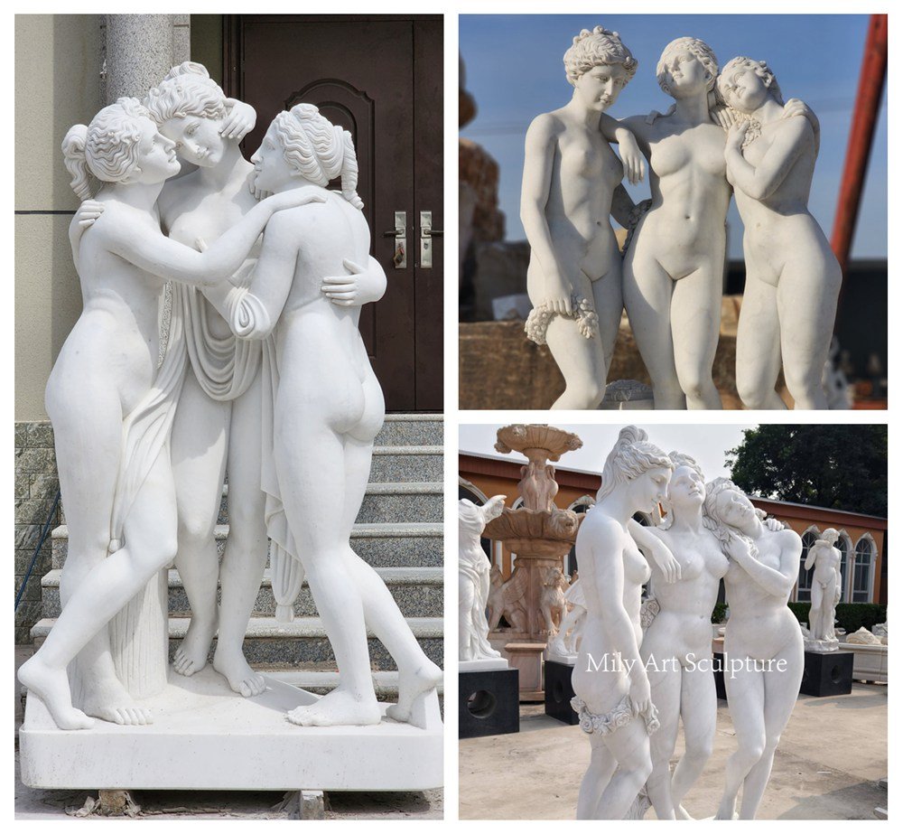 The Three Graces Sculpture Louvre Marble Replica Details
