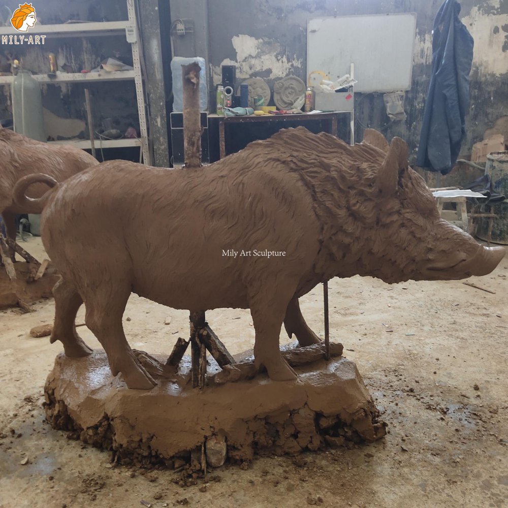 Vintage Casting Bronze Warthog Sculpture Clay Model