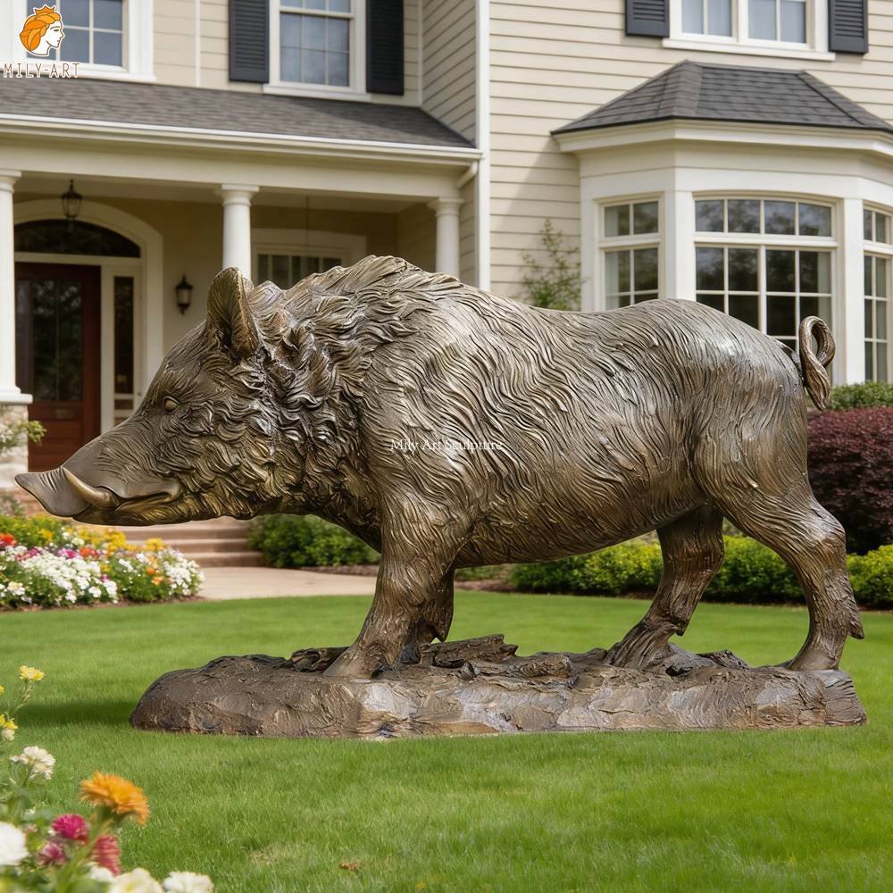 Vintage Casting Bronze Warthog Sculpture for Garden