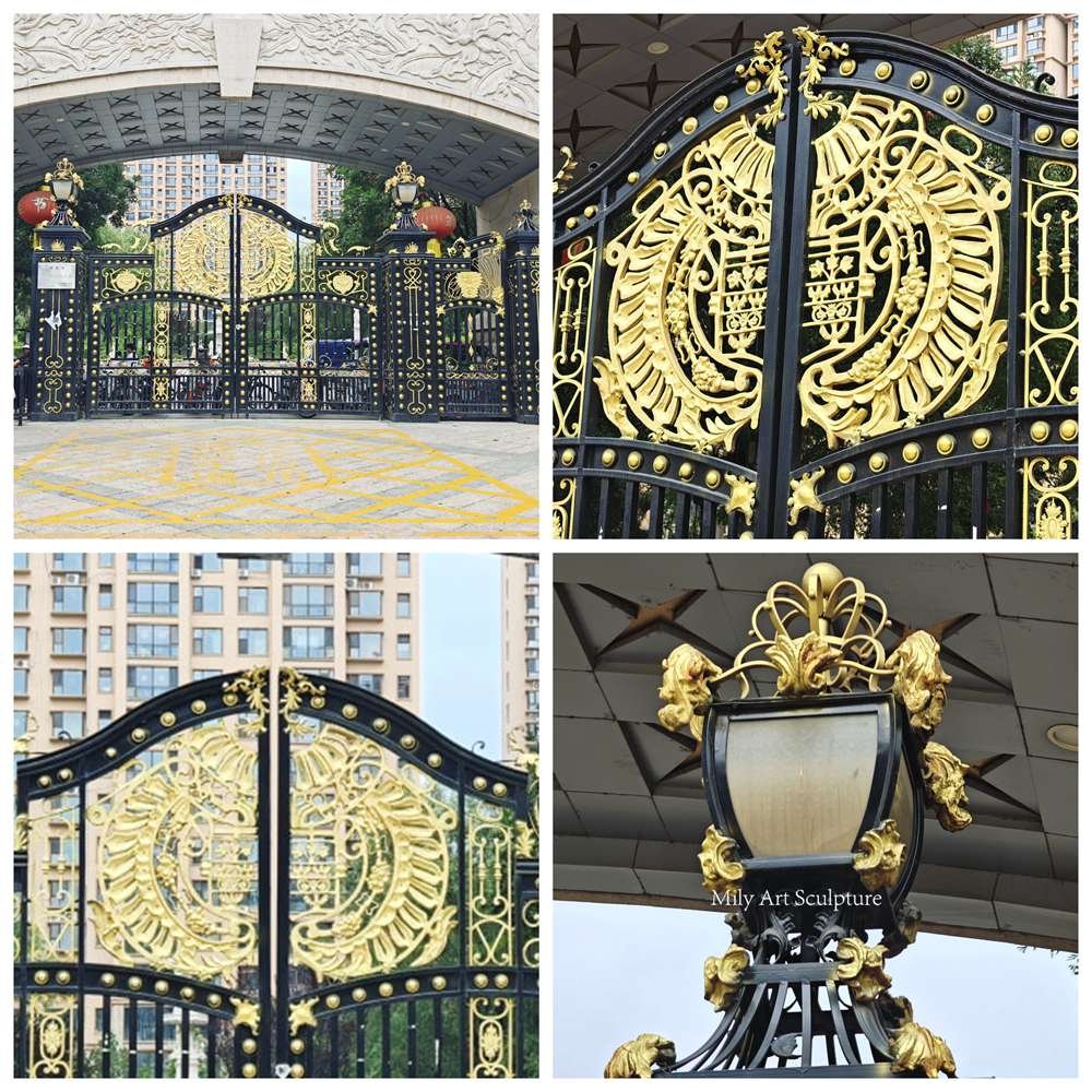 Black and Gold Decorative Main Entrance Gate Details
