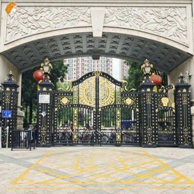 Black and Gold Decorative Main Entrance Gate