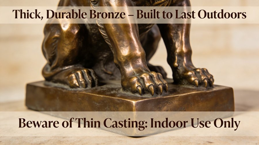 A close-up showing the thick, durable bronze of a high-quality statue.