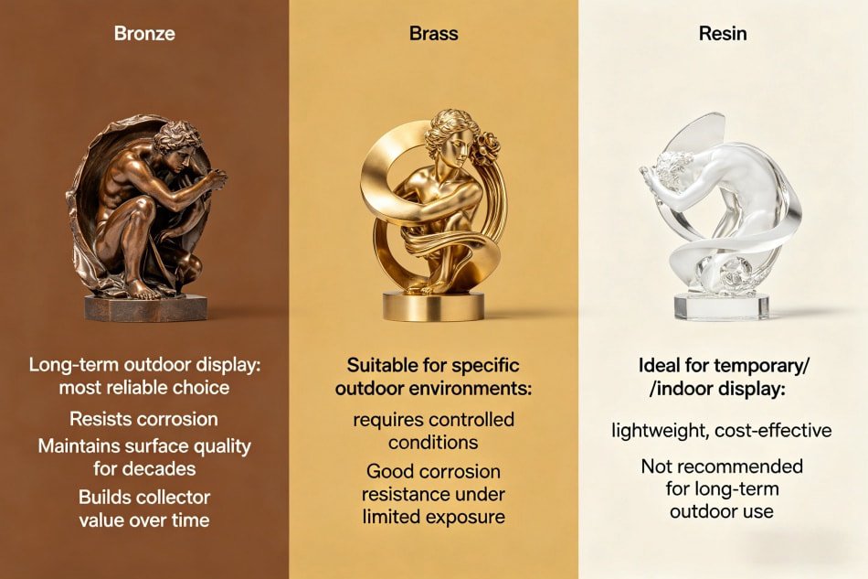 outdoor bronze statue in a garden setting