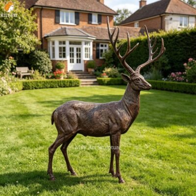 Life Size Sculpture Cerf Bronze for Garden