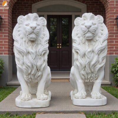 Marble Front Porch Lion Statue