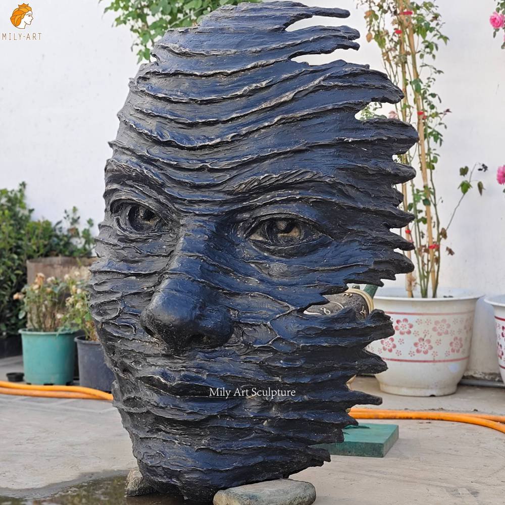 Modern Blue Bronze Face Hanging Sculptures
