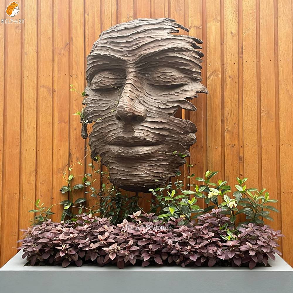 Modern Bronze Face Hanging Sculptures for Outdoor Decor