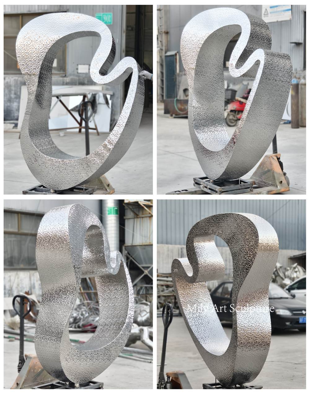 Stainless Steel Ripple-Shaped Abstract Sculpture Details