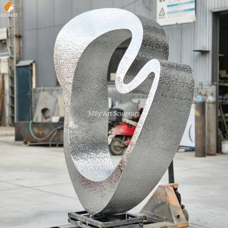 Stainless Steel Ripple-Shaped Abstract Sculpture