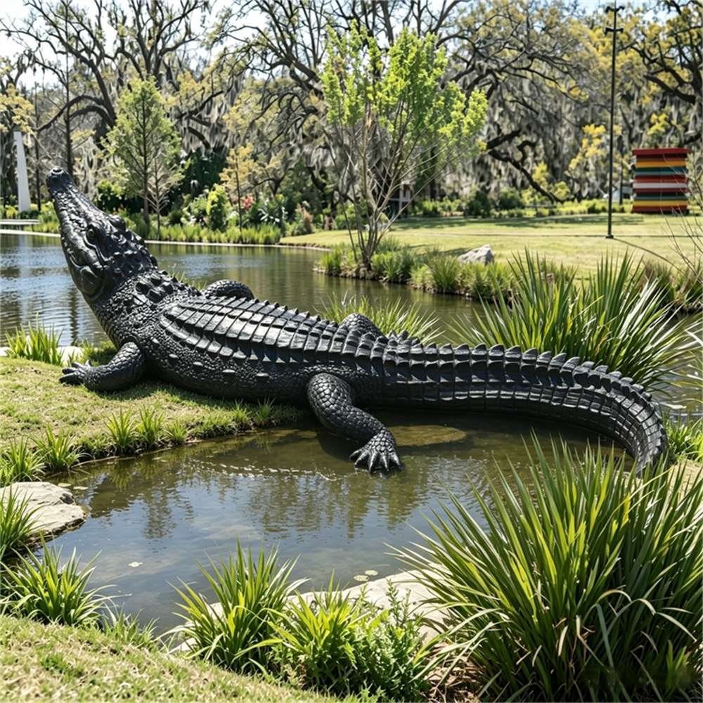 Custom Bronze Alligator Sculpture for pond