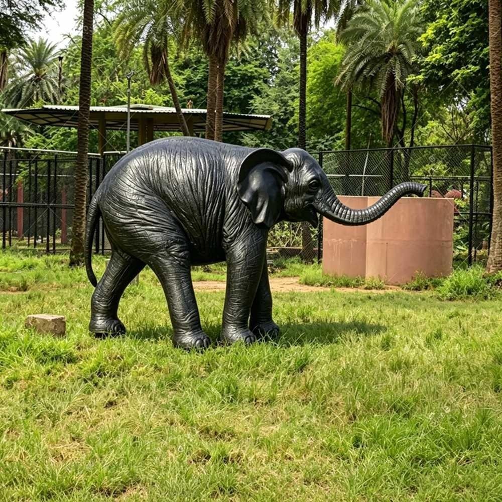 Life-Size Bronze Walking Elephant Statue for Wildlife Zoological Parks