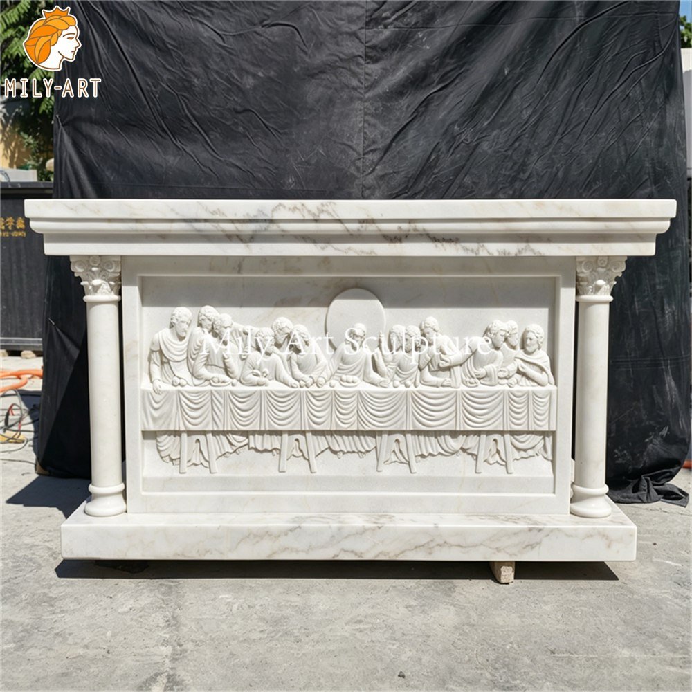 Marble Altar Table Featuring Relief Panel of The Last Supper MLMS-436 - Image 5