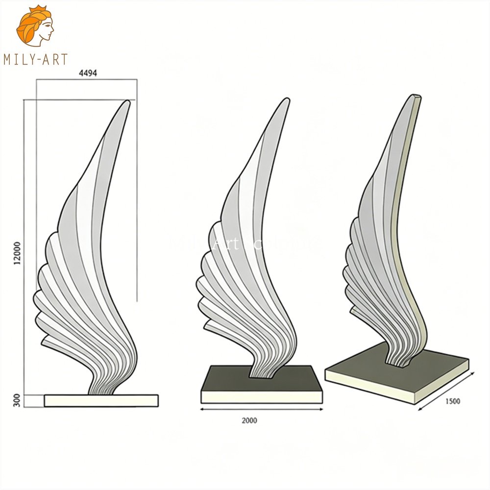 Custom Large Stainless Steel Wing Sculpture