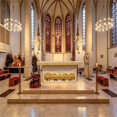 Handcrafted Natural Marble Catholic Altar Table
