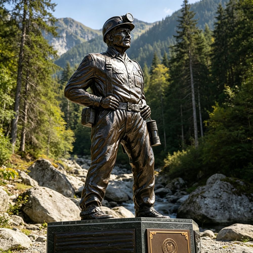 Custom Bronze Coal Miner Statue For Sale