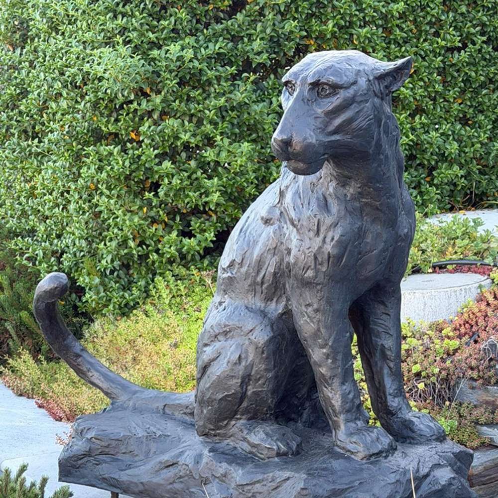 Outdoor Bronze Panther Statue Large Wild Cat Sculpture