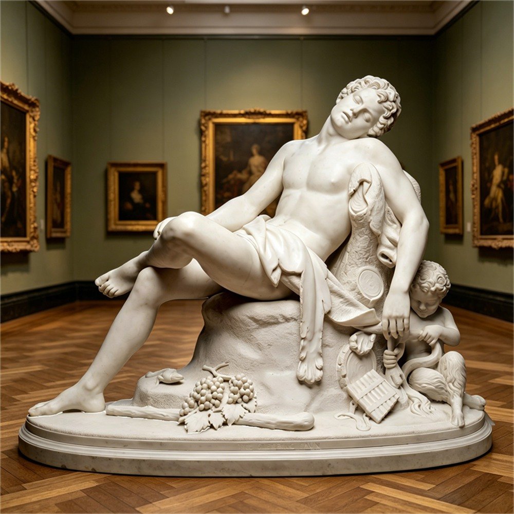 The Sleeping Faun Marble Sculpture Replica