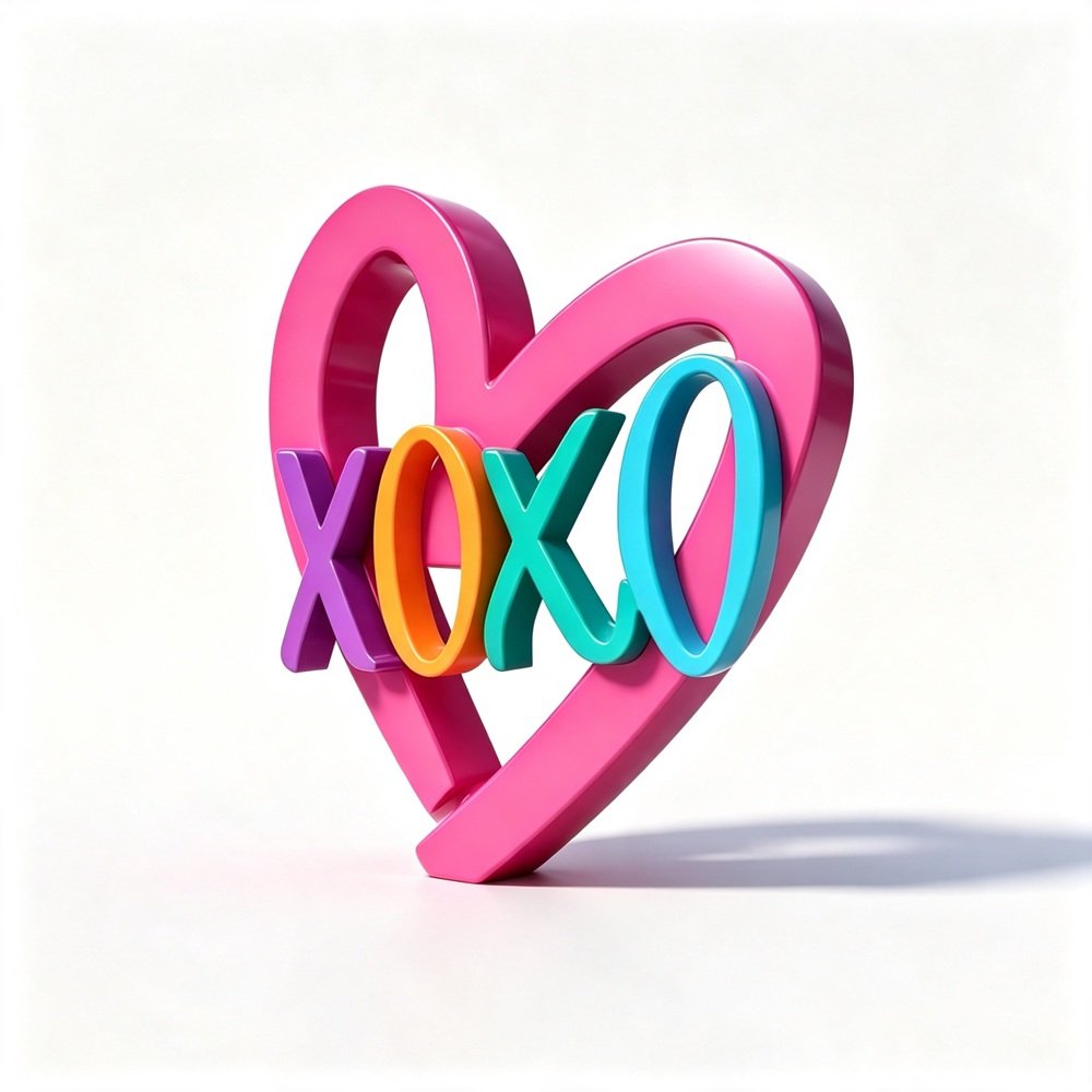 Colorful Outdoor Metal Love Sculpture with Heart and XOXO Design