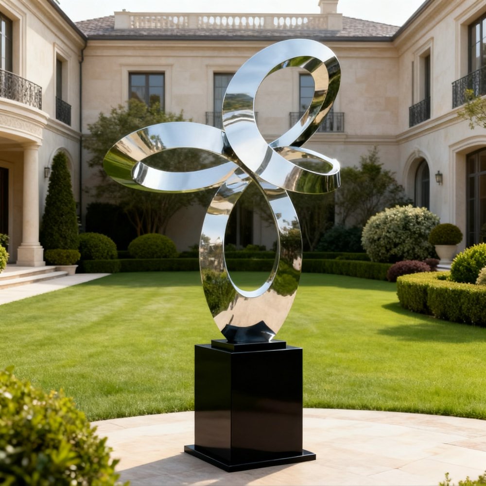 Custom Stainless Steel Infinity Loop Sculpture MLSS-264 Custom Stainless Steel Infinity Loop Sculpture