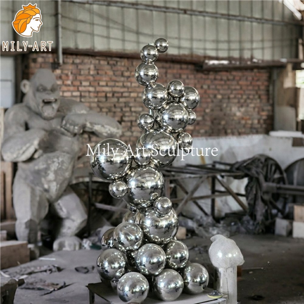 Modern Abstract Geometric Ball Sculpture Stainless Steel Decor