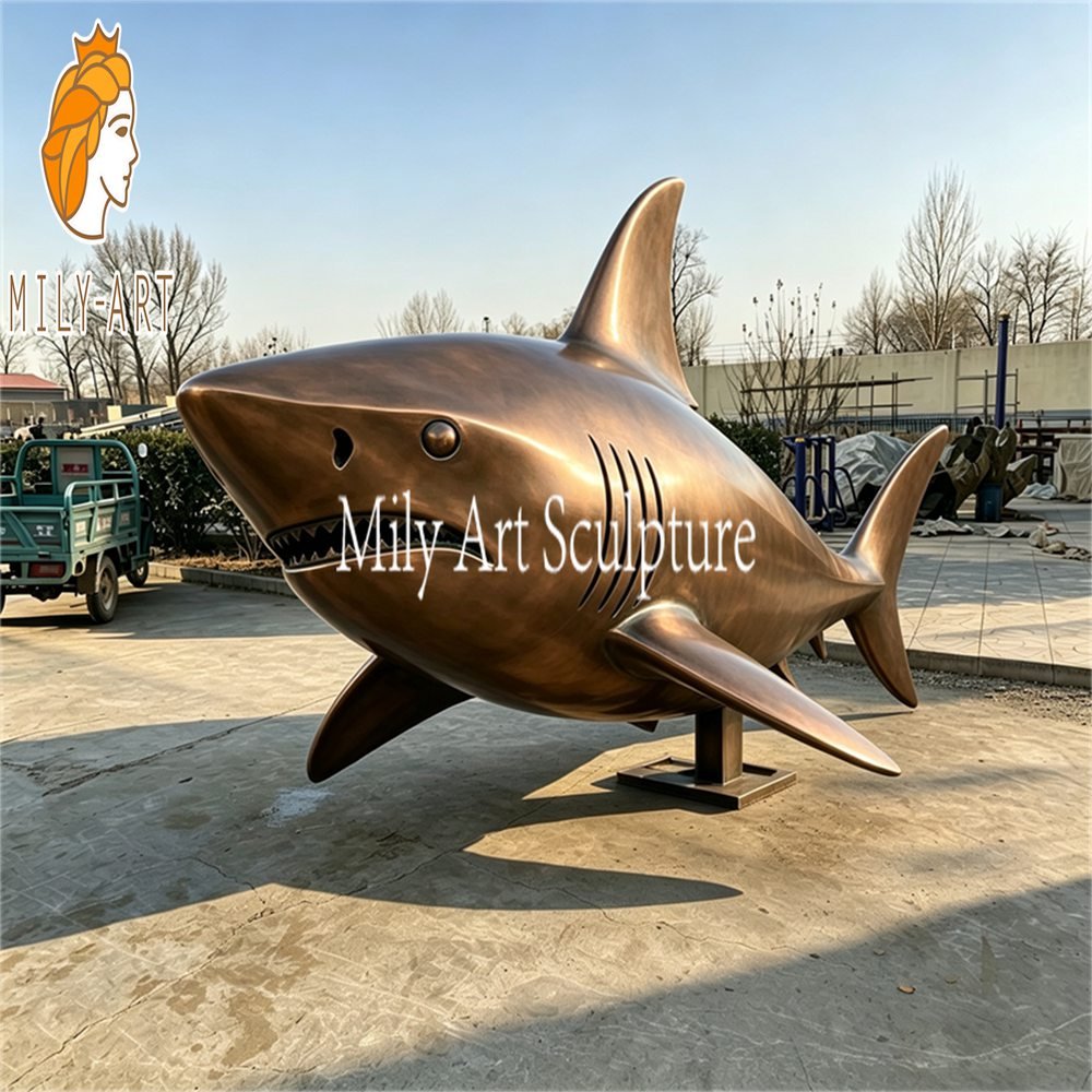 Public Art Large Bronze Shark Statue MLBS-379 Public Art Large Bronze Shark Statue