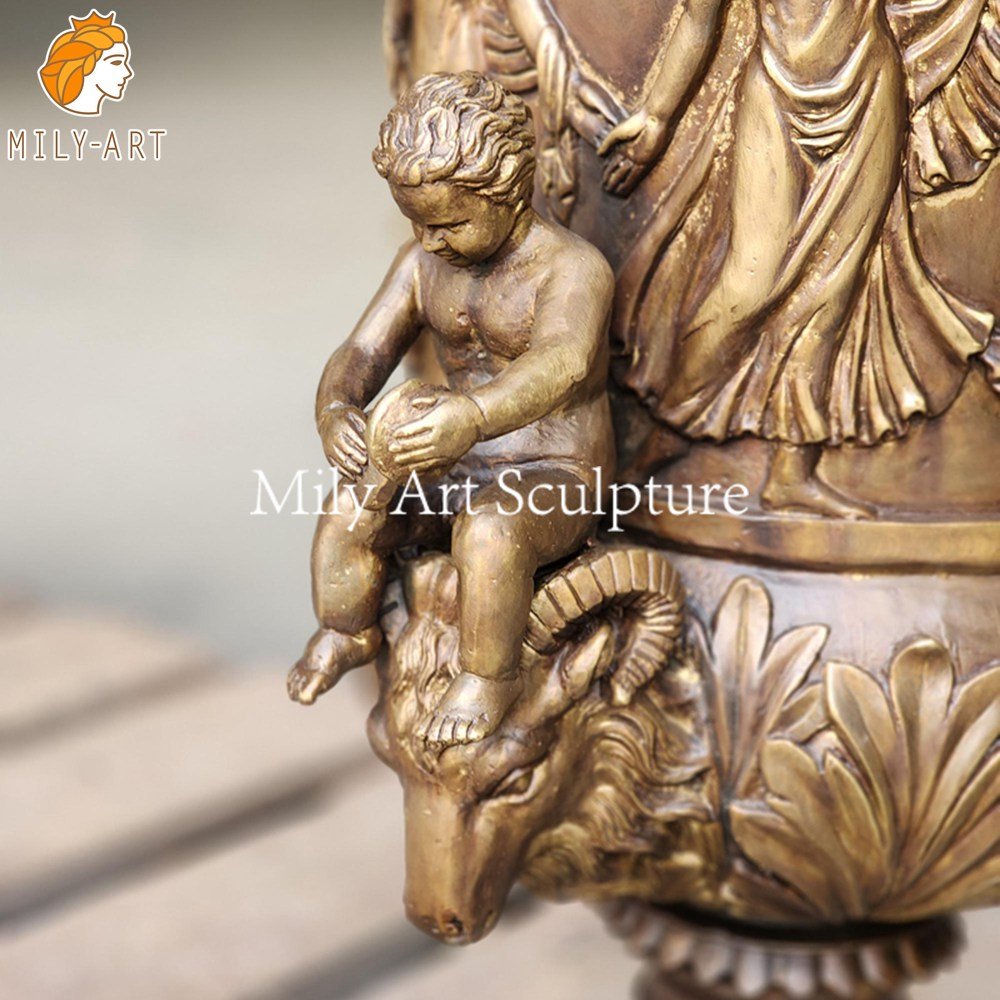 Large bronze Urn with a Classical Cherub Design for Garden Decor MLBS-378 Large bronze Urn with a Classical Cherub