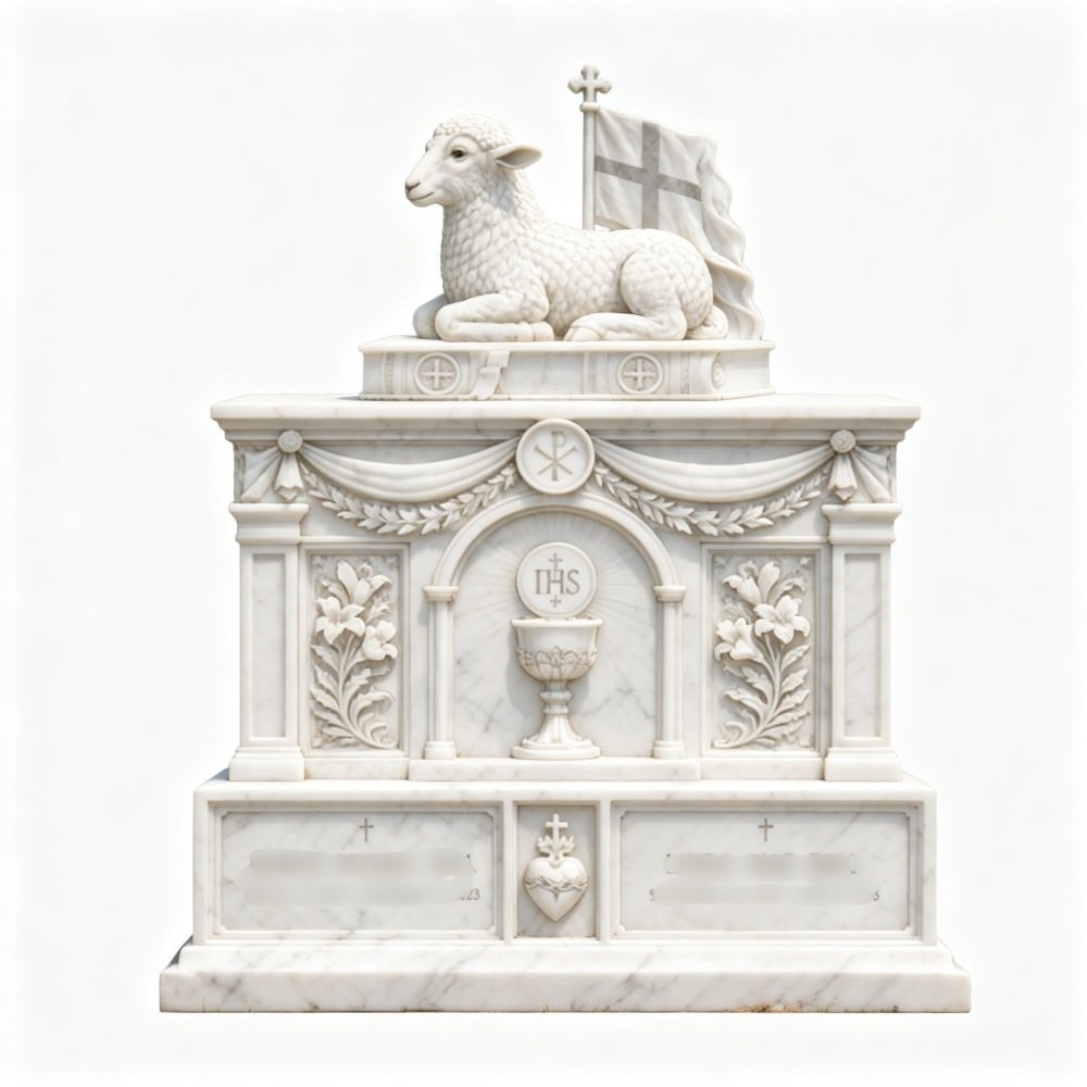 Marble Religious Lamb of God Monument