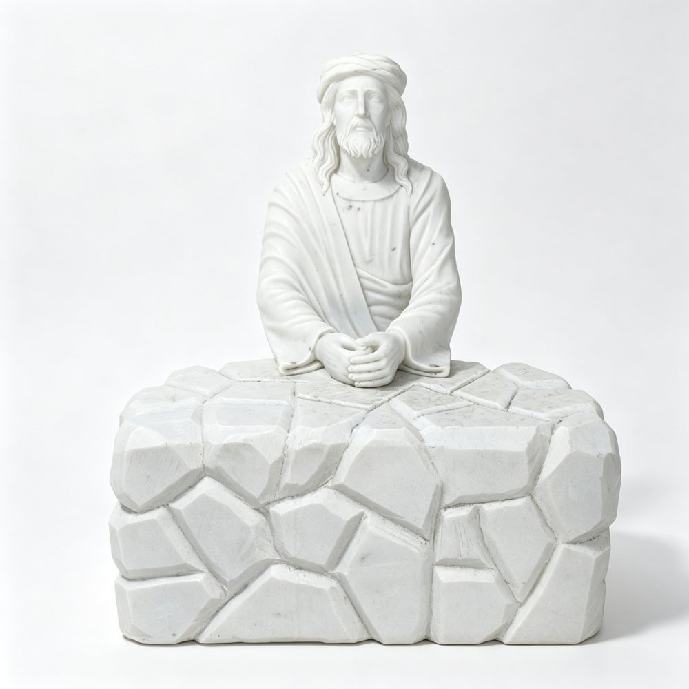 Marble statue of Jesus praying in the Garden