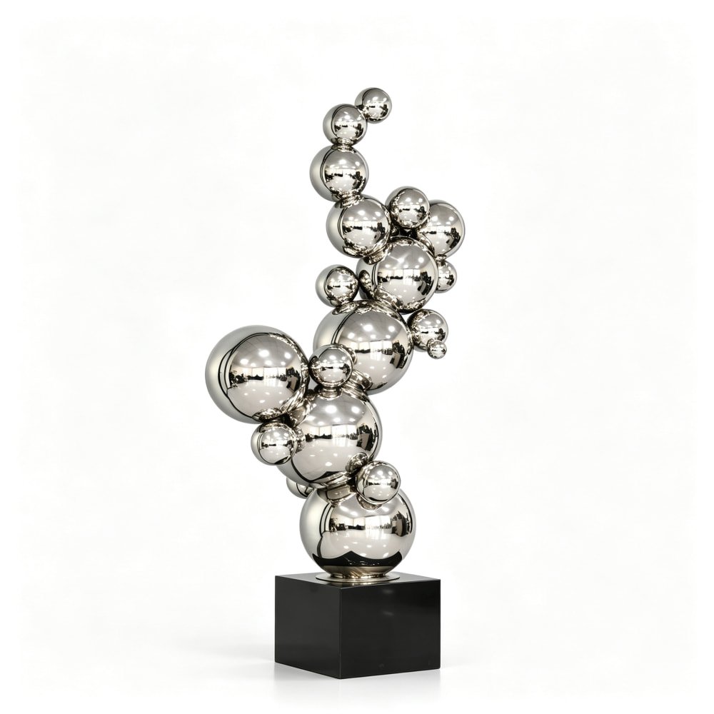 Modern Abstract Geometric Ball Sculpture Stainless Steel Decor