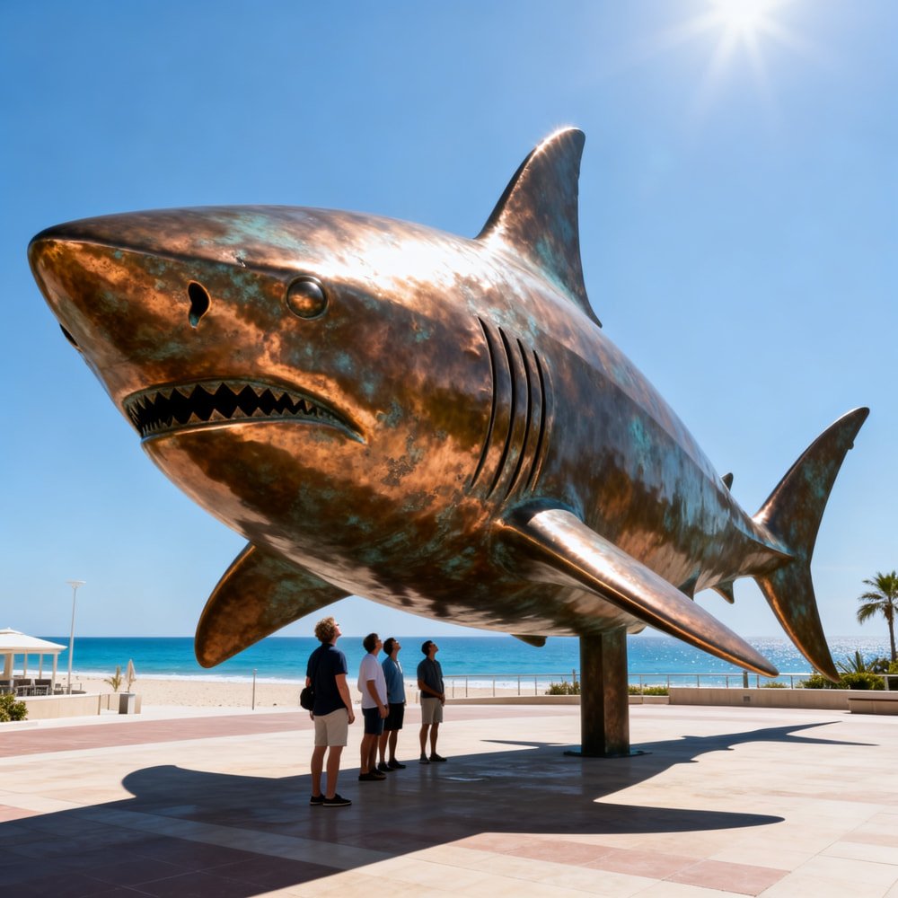 Public Art Large Bronze Shark Statue MLBS-379 Public Art Large Bronze Shark Statue