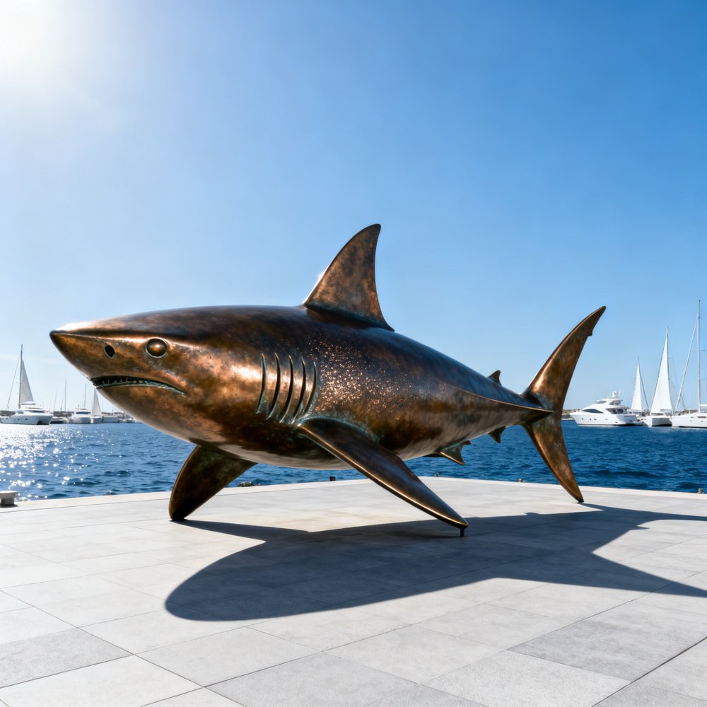 Public Art Large Bronze Shark Statue MLBS-379 Public Art Large Bronze Shark Statue