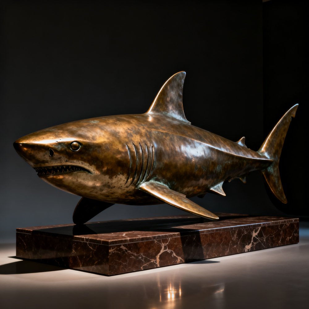 Public Art Large Bronze Shark Statue MLBS-379 Public Art Large Bronze Shark Statue