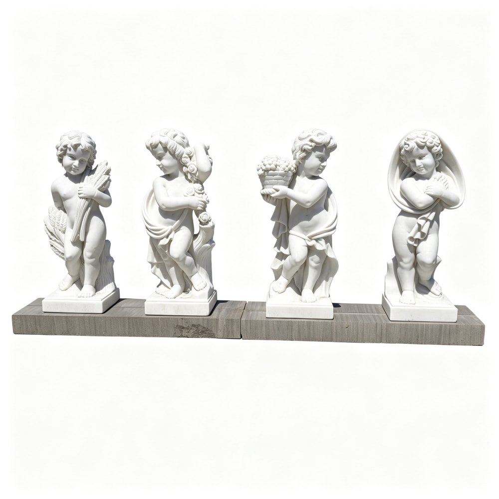 White Marble Cherub Statues