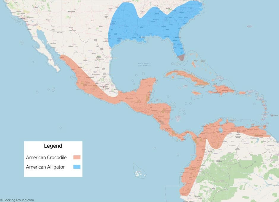 alligator crocodile habitat map