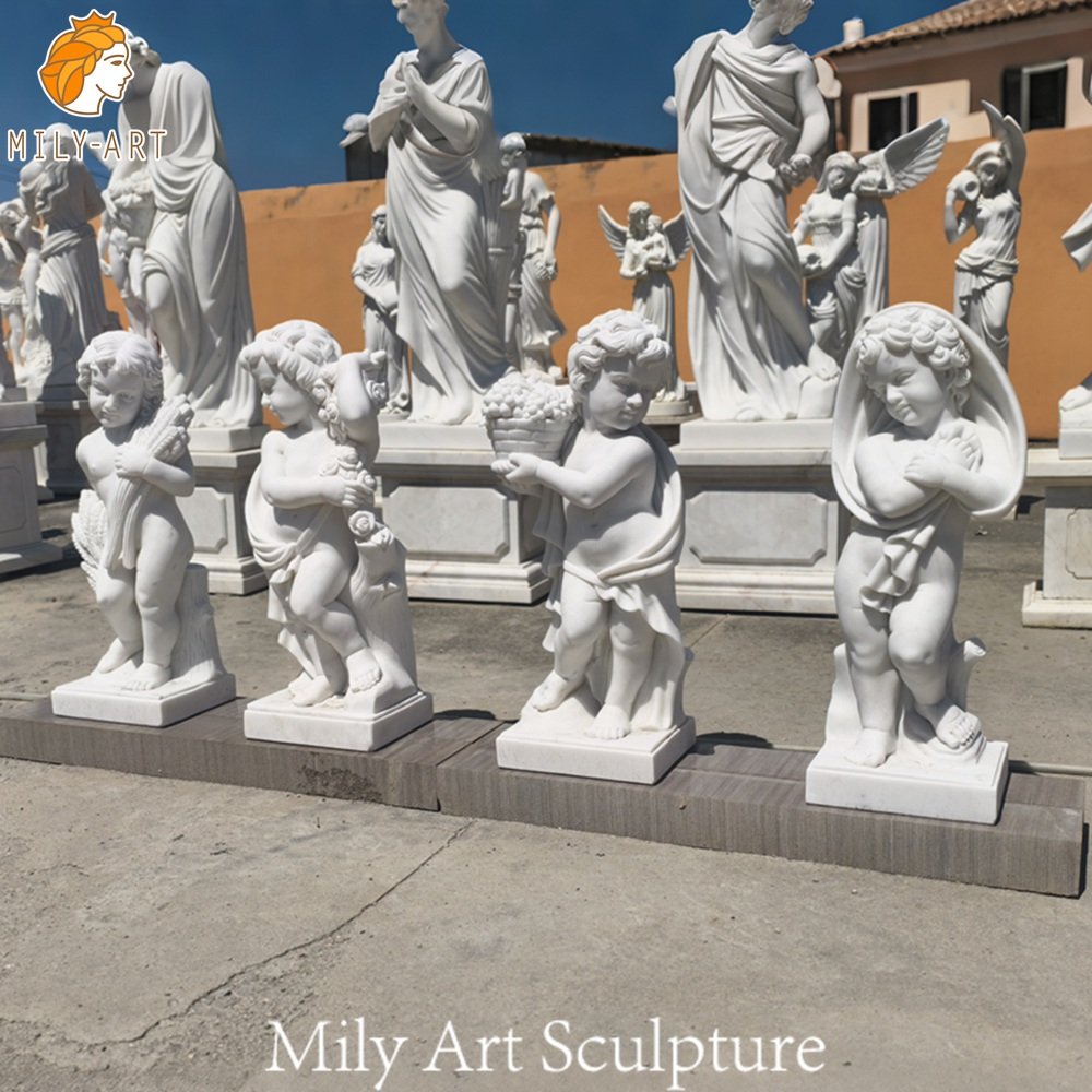 White Marble Cherub Statues