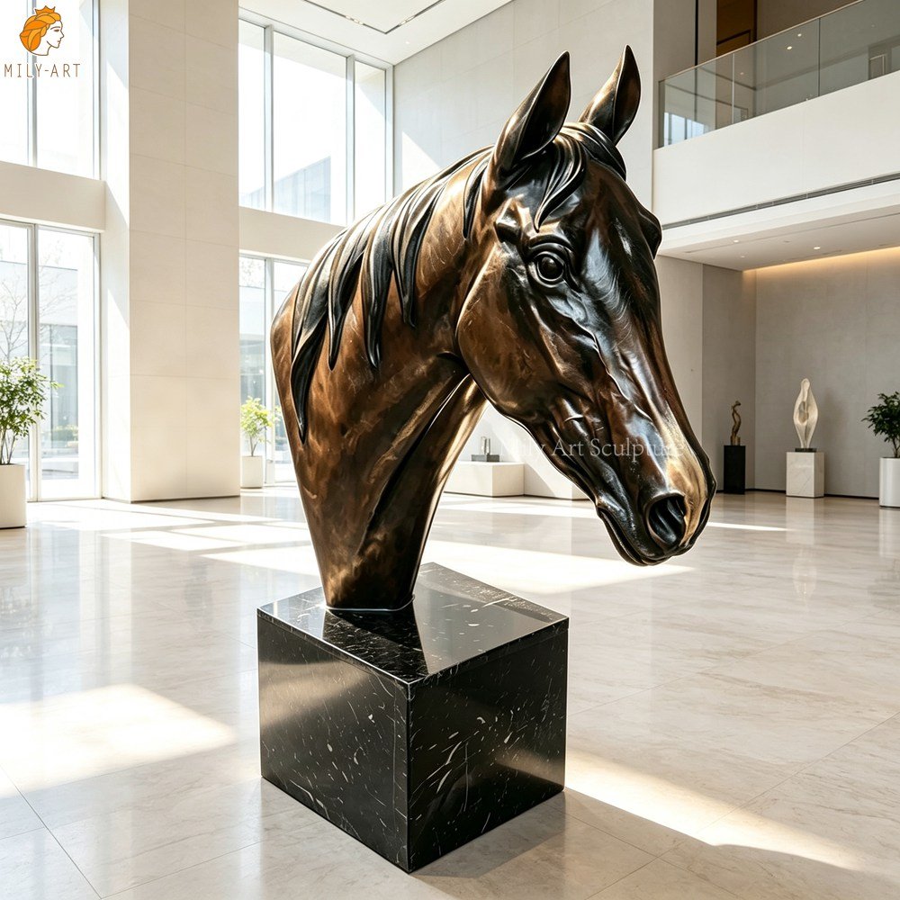 Bronze Horse Head Bust Sculpture | Equestrian Home Decor MLBS-388 Bronze Horse Head Bust Sculpture Equestrian Home Decor