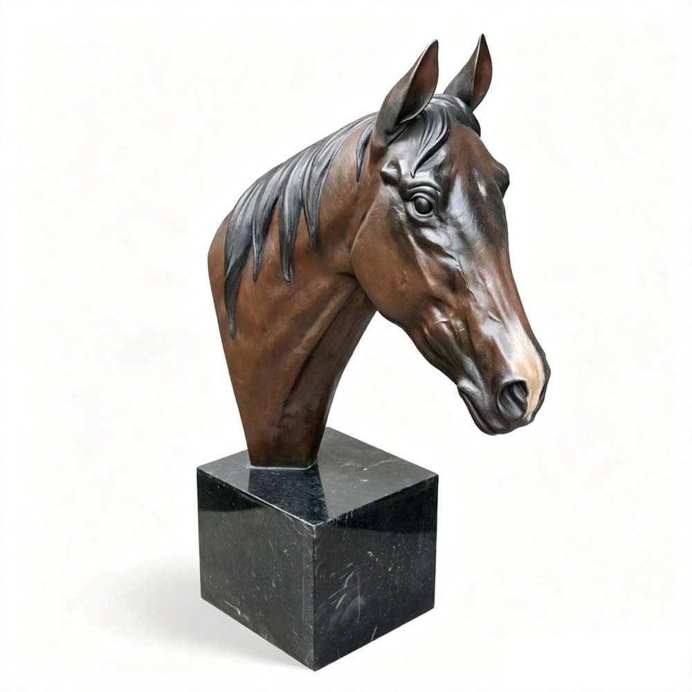 Bronze Horse Head Bust Sculpture