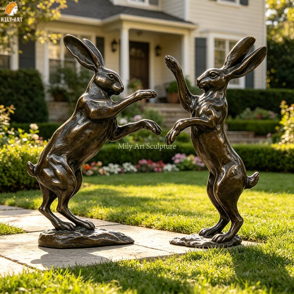 Cast Bronze Fighting Hares Statue for Garden Villa