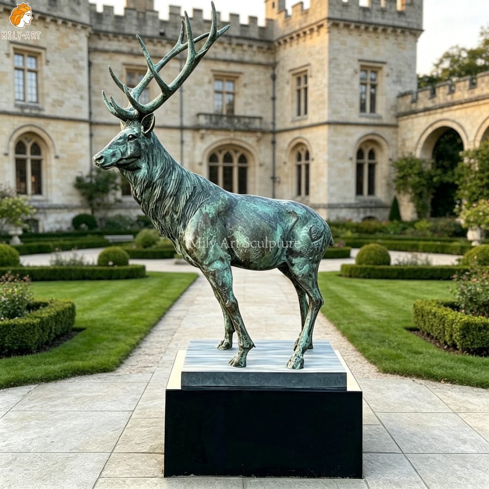 Famous Life-Size Bronze Stag Sculpture for Park MLBS-391 Famous Life-Size Bronze Stag Skyfall Deer Sculpture for Yard